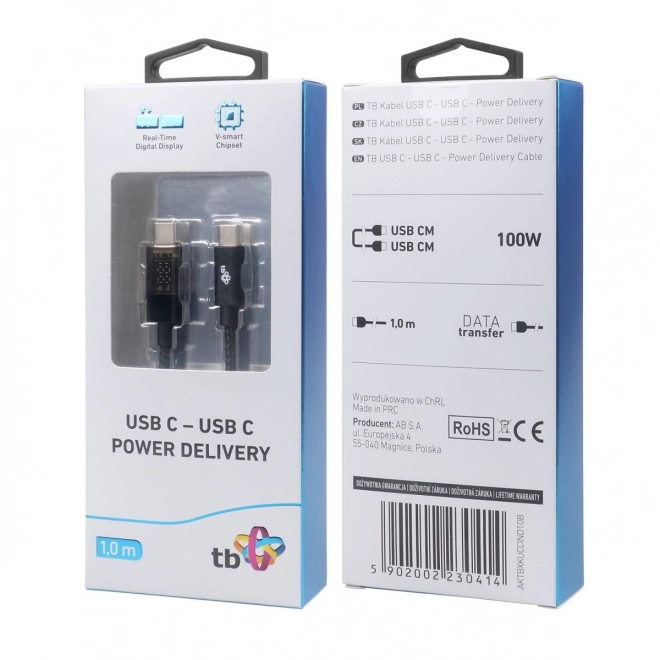 USB-C til USB-C kabel med LED indikator for opladningskraft (1 m, 100 W)