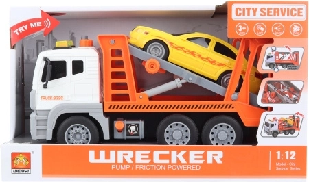 Plastisk autotransporter på batteri 1:12 med lys og lyde