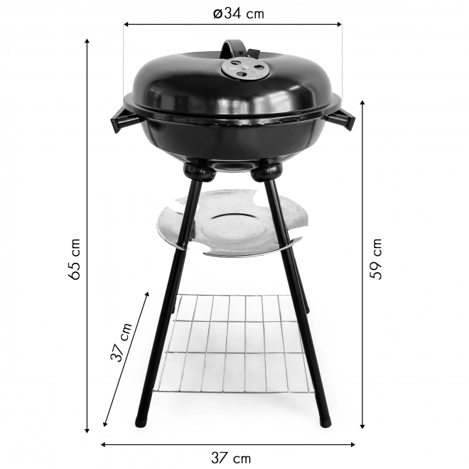 Havegrill med låg og askeskuffe