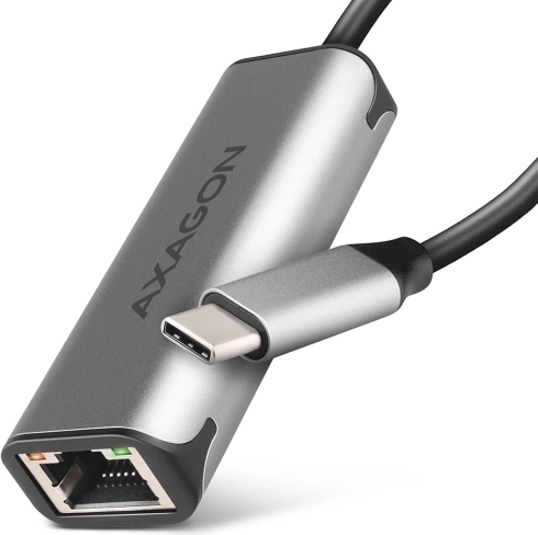 USB‑C 3.2 Gen 1 2,5GbE adapter AXAGON med Realtek RTL8156B‑chip, grå