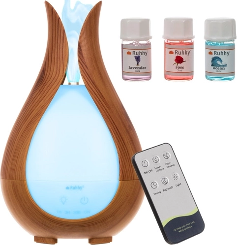Ultralyd aromadiffuser og luftfugter 200 ml med LED-belysning og fjernbetjening