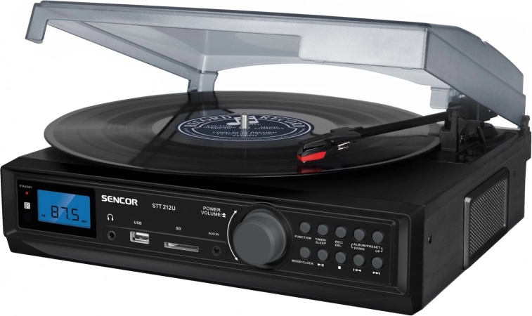 Pladespiller med FM-tuner, USB/SD, MP3 og Bluetooth