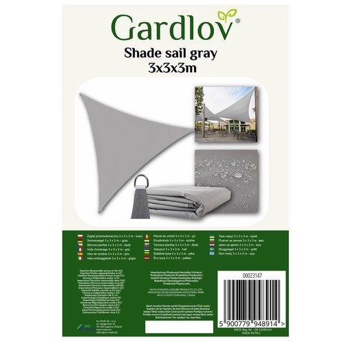 Solsejl 3x3x3m Gardlov