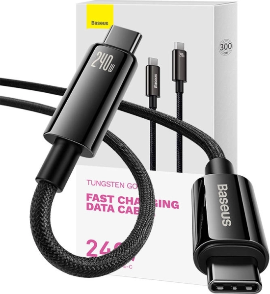 Baseus Tungsten Gold USB‑C til USB‑C kabel 240W, 3 m, sort