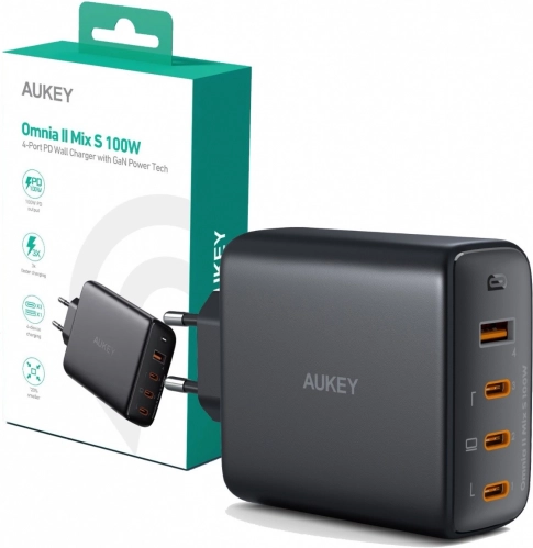 Omnia II GaN væglader 4xUSB 100W