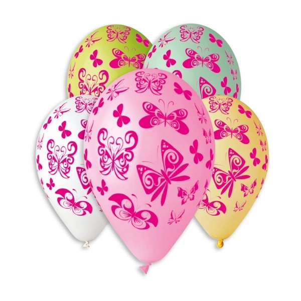 Oppustelige balloner sommerfugle - 5 stykker