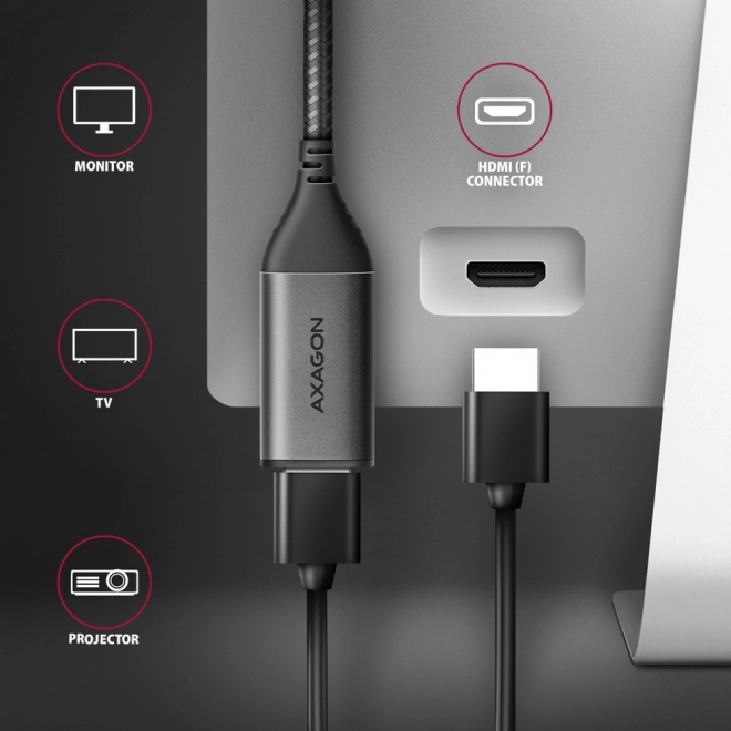 Adapter USB-C til HDMI 4K/60Hz aluminiums, 25 cm kabel