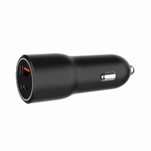 Hurtig sort USB-A/USB-C biloplader 38W PD