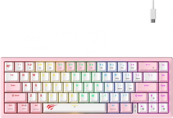 Mekanisk RGB gamingtastatur rosa-hvid