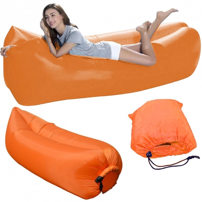 Oppustelig sovesofa Lazybag orange
