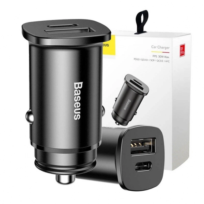 Baseus hurtig biloplader 30W sort