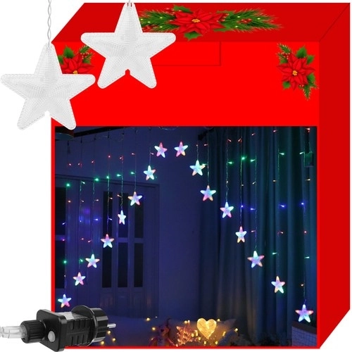 Lysgardin med stjerner 136 LED – Multicolor