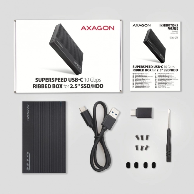 Aluminiums etui til eksterne diske USB3.2 Gen 2 - SATA 6G 2.5" SSD/HDD