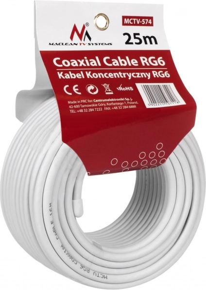 Koaksial satellitkabel RG6 25 m 1.0 CCS MACLEAN