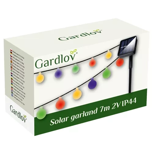 Sollygirlande med flerfarvede lys Gardlov