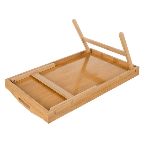 Foldbart bambusbord til sengen med laptopfunktion