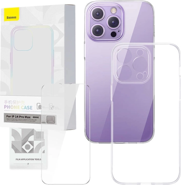 Gennemsigtigt etui og hærdet glas BASEUS Corning til iPhone 14 Pro Max
