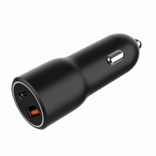 Hurtig sort USB-A/USB-C biloplader 38W PD