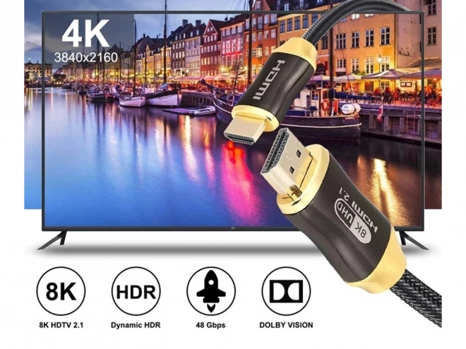 Hdmi-kabel ultra hastighed 8k 60hz 4k 120hz guld 3m