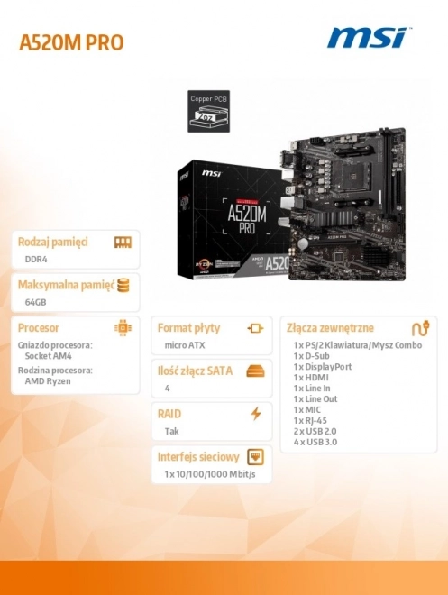 MSI A520M PRO mATX bundkort til AMD