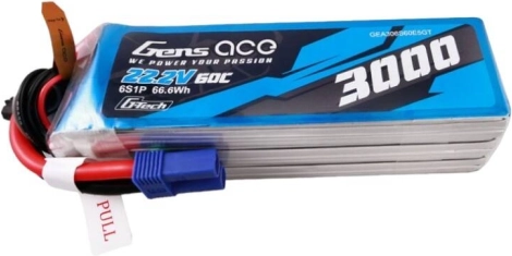 LiPo-batteri Gens Ace 3000mAh 22,2V 60C med EC5-stik