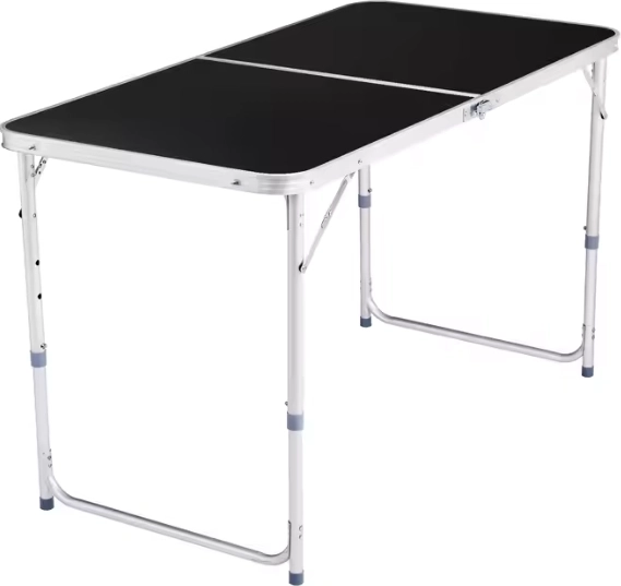 Sammenklappeligt campingbord med justerbar højde 120x60 cm sort