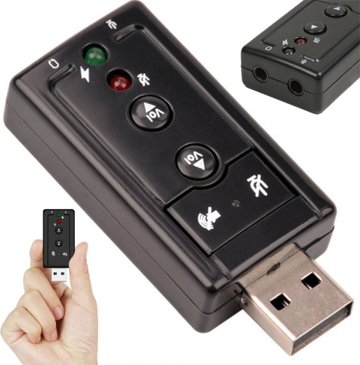 Ekstern USB-lydkort 7.1 med stik til hovedtelefoner og mikrofon