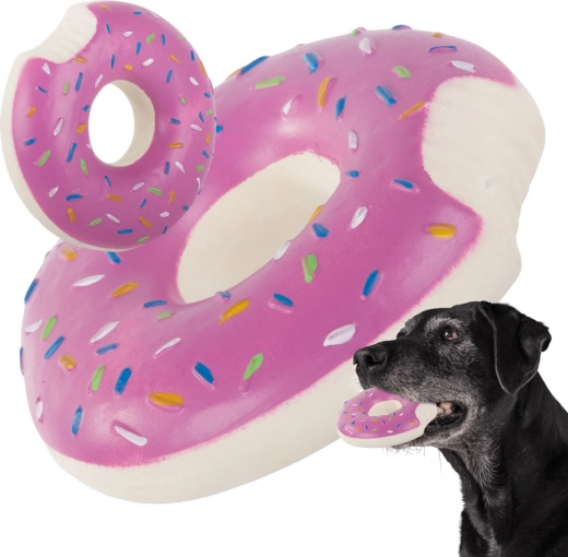 Pivedende donut til hunde – gummilegetøj til at tygge i, 11,5 cm