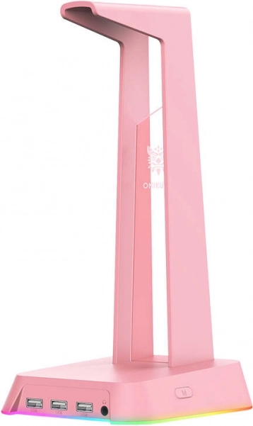 Hovedtelefonstander ONIKUMA pink med RGB-belysning og 3x USB 2.0