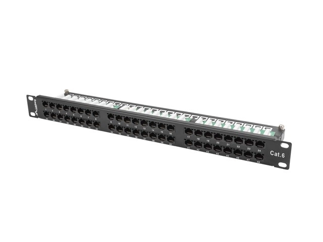 Patchpanel 48 porte 1U kat.6 sort