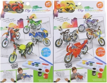Sæt med 3D papmalingsmotorcykler til børn