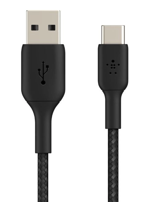 Flettet kabel USB-C til USB-A 2m sort