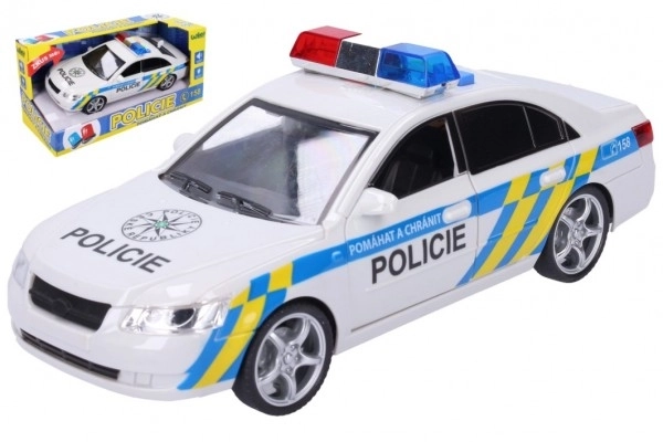 Auto politi plastik 24cm på batteri med lyd og lys i kasse 28x14,5x12cm