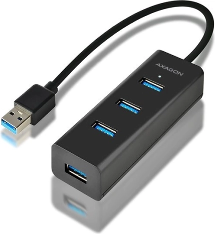 axagon hue-s2b 4-port usb 3.2 gen 1 hub med opladning, 30 cm kabel, micro-usb strømforsyning
