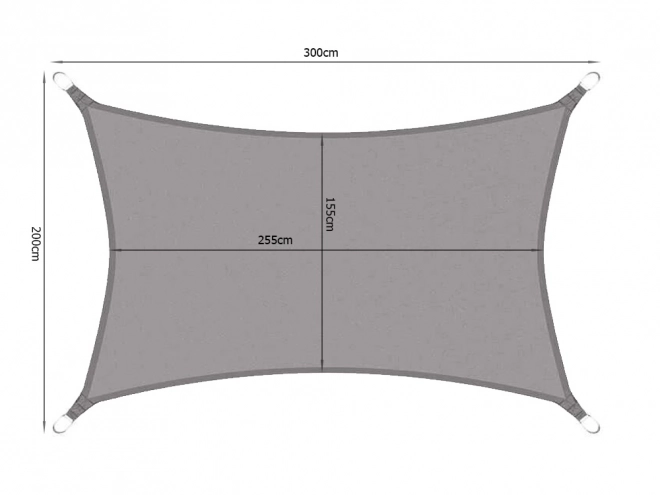 Gråt have solsejl 3x2m