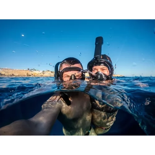 sort helansigtsmaske til snorkling - L/XL