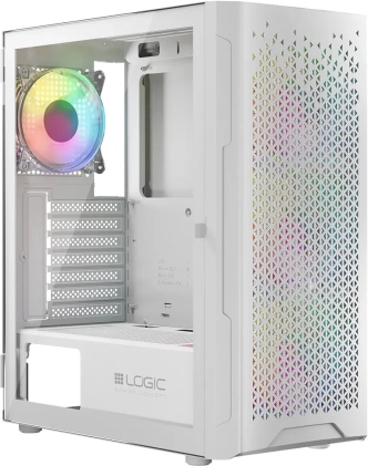 computerkabinet logic aramis argb midi usb 3.0 hvid