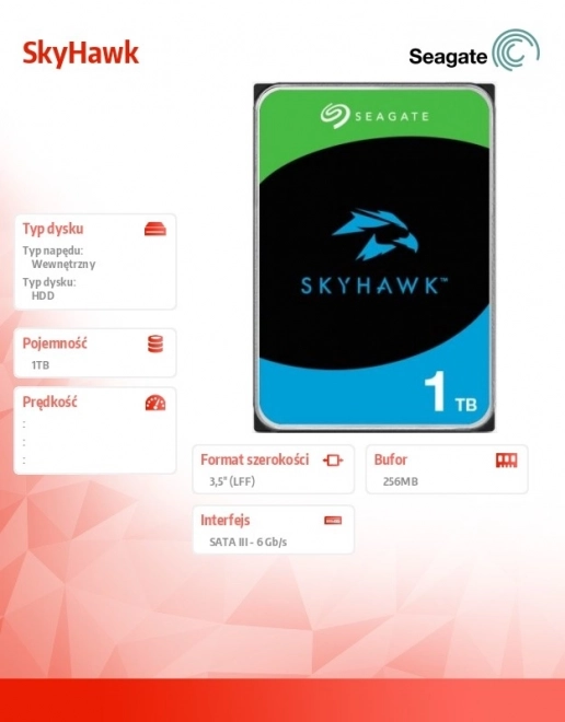 Intern harddisk 3,5 tommer SkyHawk 1TB