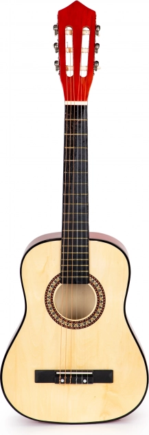 Stor børneguitar af træ med 6 strenge ECOTOYS – hnědá