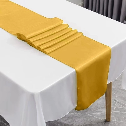 Guld satin løber til bord 900x36 cm