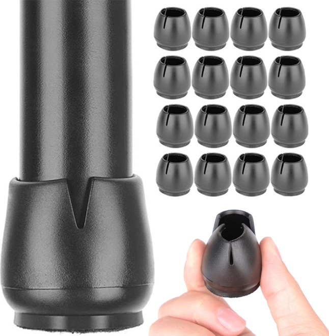 Stolebenshætter med filt 12–16 mm, sorte, sæt med 16 stk.