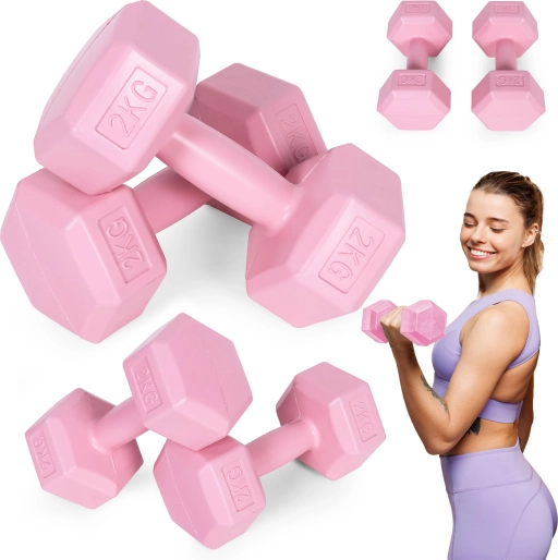 Sæt sekskantede håndvægte 2×2 kg, pink – ModernHome