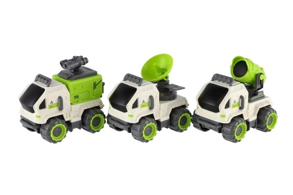 Rumfart bil plastik 7x10cm med svinghjul 3 slags