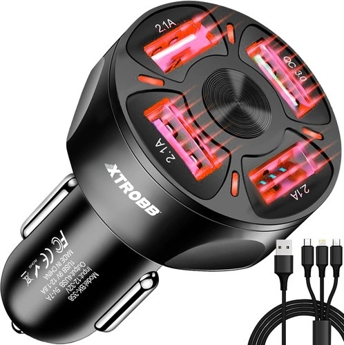 4x USB biloplader + Xtrobb 19907 kabel
