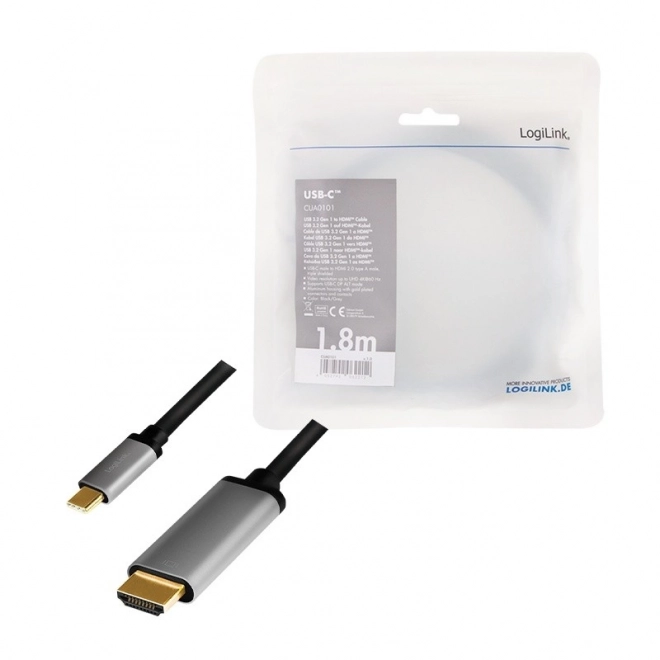 USB-C til HDMI 4K 60Hz 1.8m LogiLink kabel