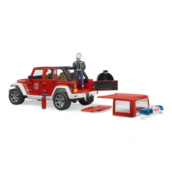 Bruder Rød brand JEEP WRANGLER med figur og tilbehør