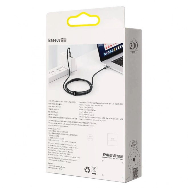 USB-C til USB-C Display Baseus Kabel, 100 W, 2 m (sort)