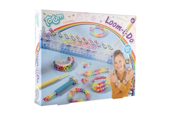 Lav dit eget armbånd 700+ stk elastikker, perler + værktøj + væv til armbånd i kasse 30x24cm