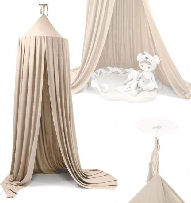Hængende baldakin over tremmeseng – Beige