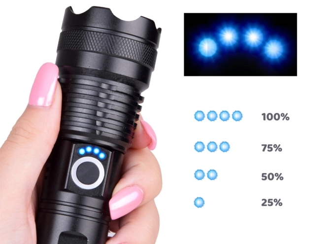 Effektiv LED lommelygte USB vandtæt